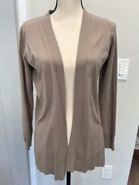 Cyrus Open-Front Taupe/Brown Lightweight Cardigan